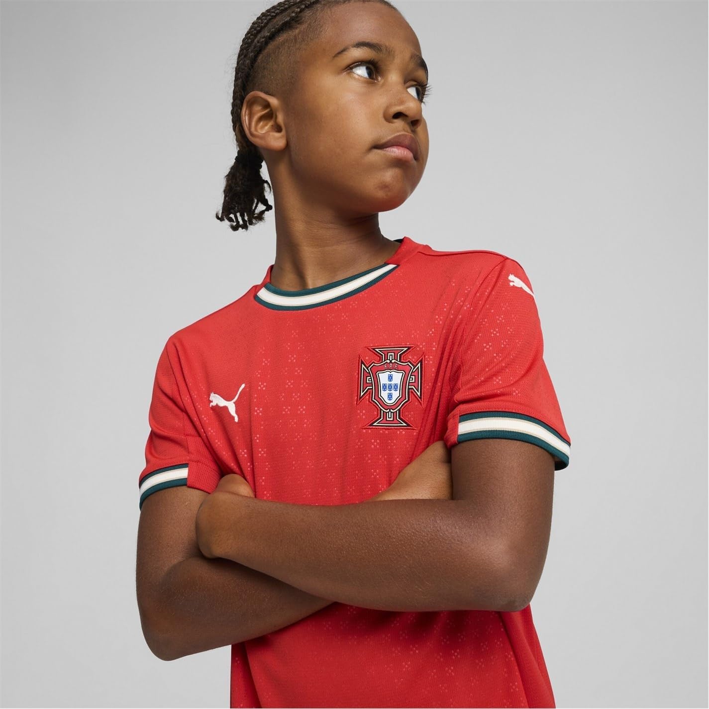 Puma Jr 779193 Veste de football pour enfant Séchage rapide Maillot FPF domicile Réplique - Image 3