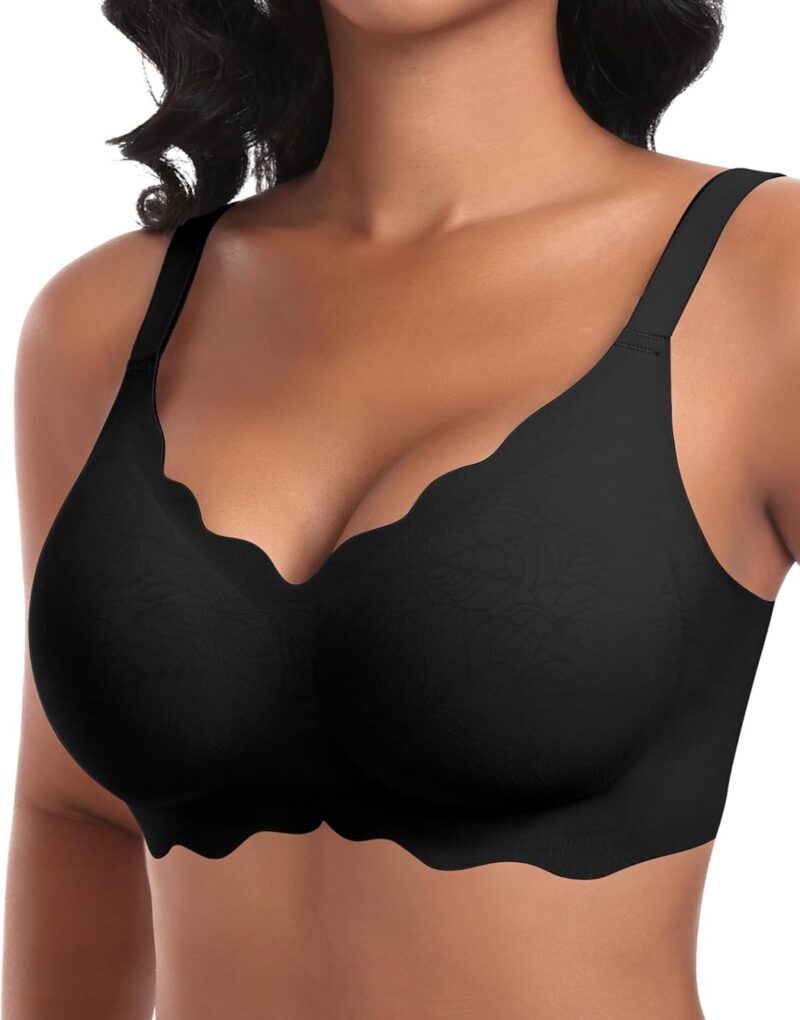 Ganado Soutien-Gorge Femme sans Armature Sexy Col en V Brassiere avec Coussinets Bralette sans Coutures Classiques Brassière Maintien