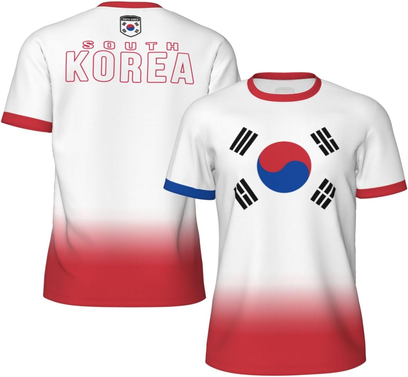 T-Shirt en Jersey avec Drapeau de la Corée du Sud, dégradé de Couleurs, imprimé 3D, idéal pour la Course à Pied, Le Cyclisme, Le Football et Le Fitness.