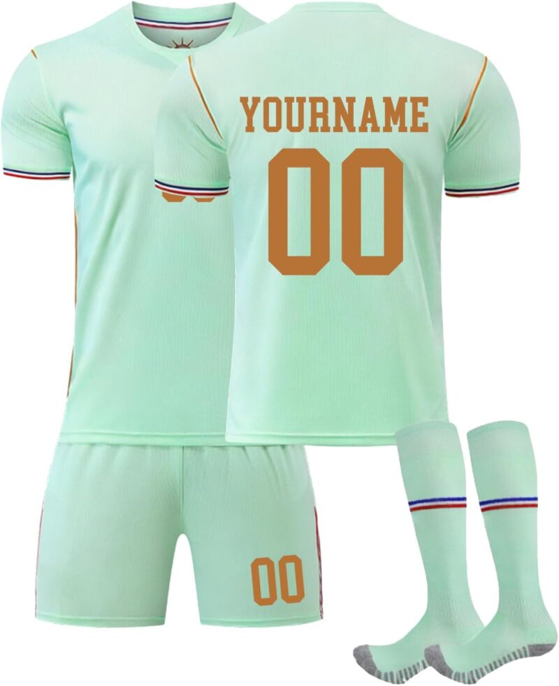 Maillot de Foot Personnalisé Coupe du Monde 2026, 25 24 WM Maillot Equipe de France Foot Soccer Kits Football Strips Enfant et Adultes avec Nom Numéro Shirts Short avec Chaussette Gifts