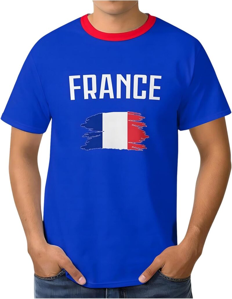Maillot France Foot 2026 Homme Drapeau France Respirant Séchage Rapide Confort Léger Sport Competition Fan Supporter T-Shirt