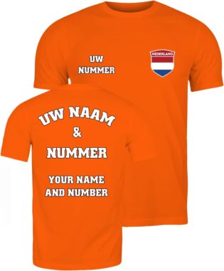 T Shirt pour Hommes Personnalisé | Maillot de Foot Pays-Bas 2026 | Cadeau Football Home