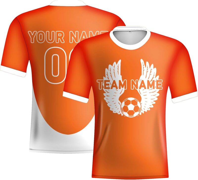 Maillot de football des Pays-Bas pour homme – T-shirt Hollande ailes d'ange – T-shirt de football européen orange vif pour lui – Maillot de nom de l'équipe personnalisé