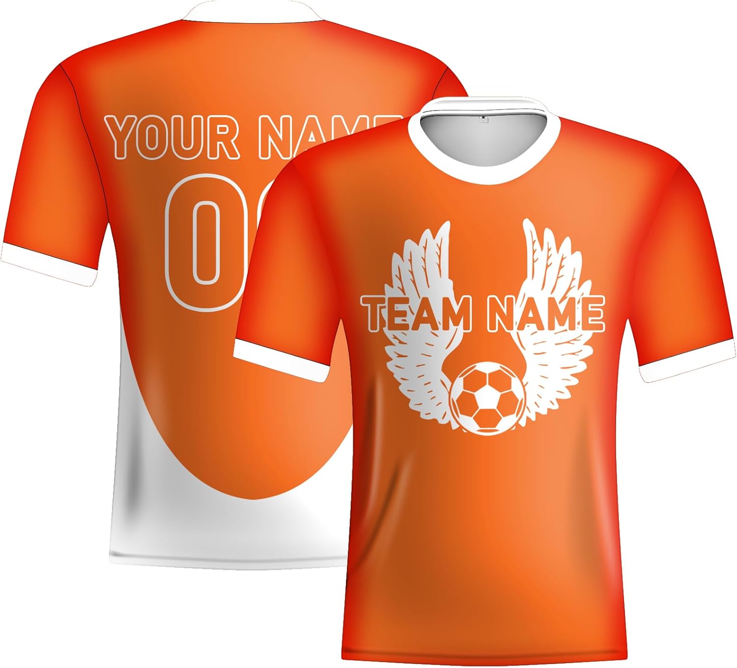 Maillot de football des Pays-Bas pour homme – T-shirt Hollande ailes d'ange – T-shirt de football européen orange vif pour lui – Maillot de nom de l'équipe personnalisé