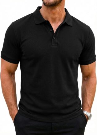 61nTM1X9pKL._AC_SL1500_.jpg Runcati Polo d'été à manches courtes pour homme - Couleur unie - En coton - Pour le golf - Coupe droite