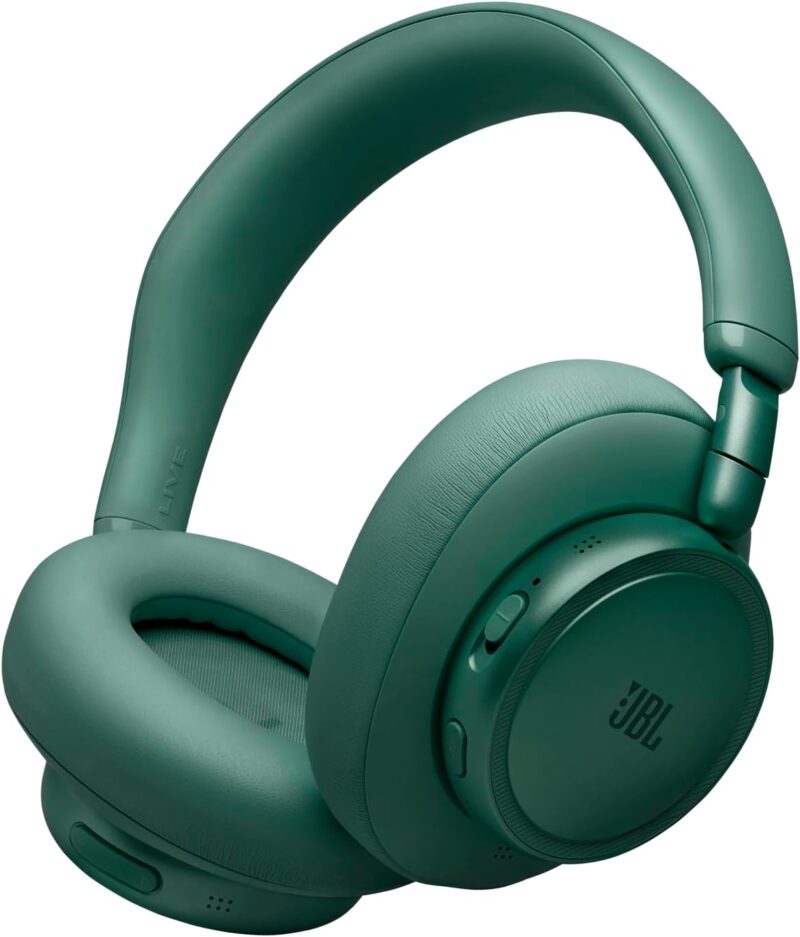 JBL Live 780NC Casque Circum-Auriculaire sans Fil à Réduction de Bruit Adaptative, Son Spatial, Commande Vocale et JBL Pure Bass, Vert