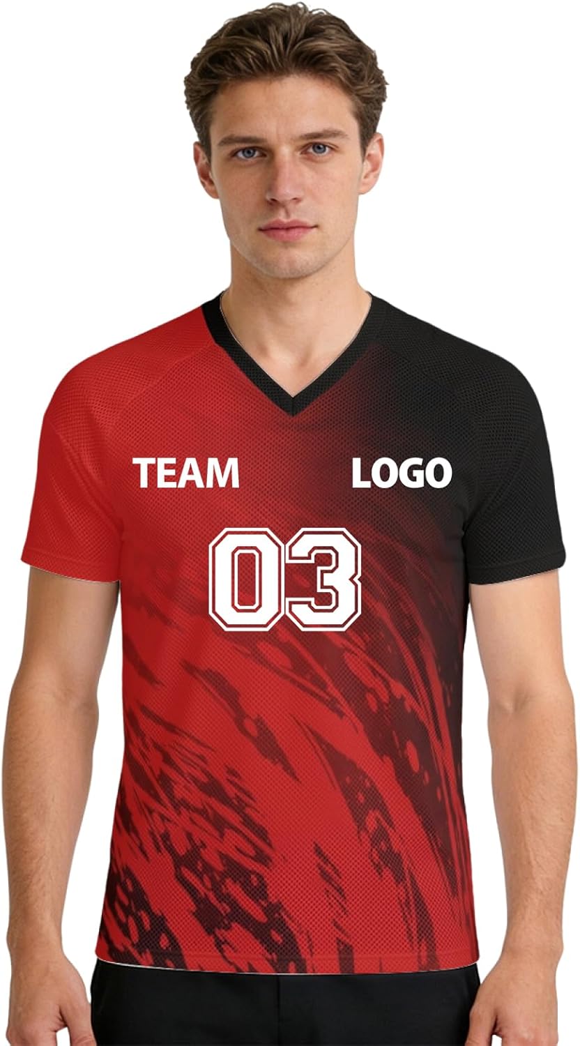 Maillot de Foot personnalisé avec Nom Nombre Maillot floqué Personnalisable pour Homme et Femme Tshirt personnalisée Tenue d’équipe et Club Confort Doux pour Le Sport Léger de Performance - Image 2