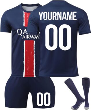 61u-OvHEkL._AC_SL1500_.jpg Paris Maillot de Football Personnalisé avec Nom Nombre, PSG Ensemble de Foot Entraînement T-Shirt Short et Chaussettes pour Enfant Et Adulte