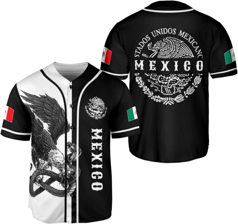 Maillot de baseball mexicain, maillot drapeau du Mexique pour homme et femme, aigle mexicain unisexe chemise cadeaux de sport