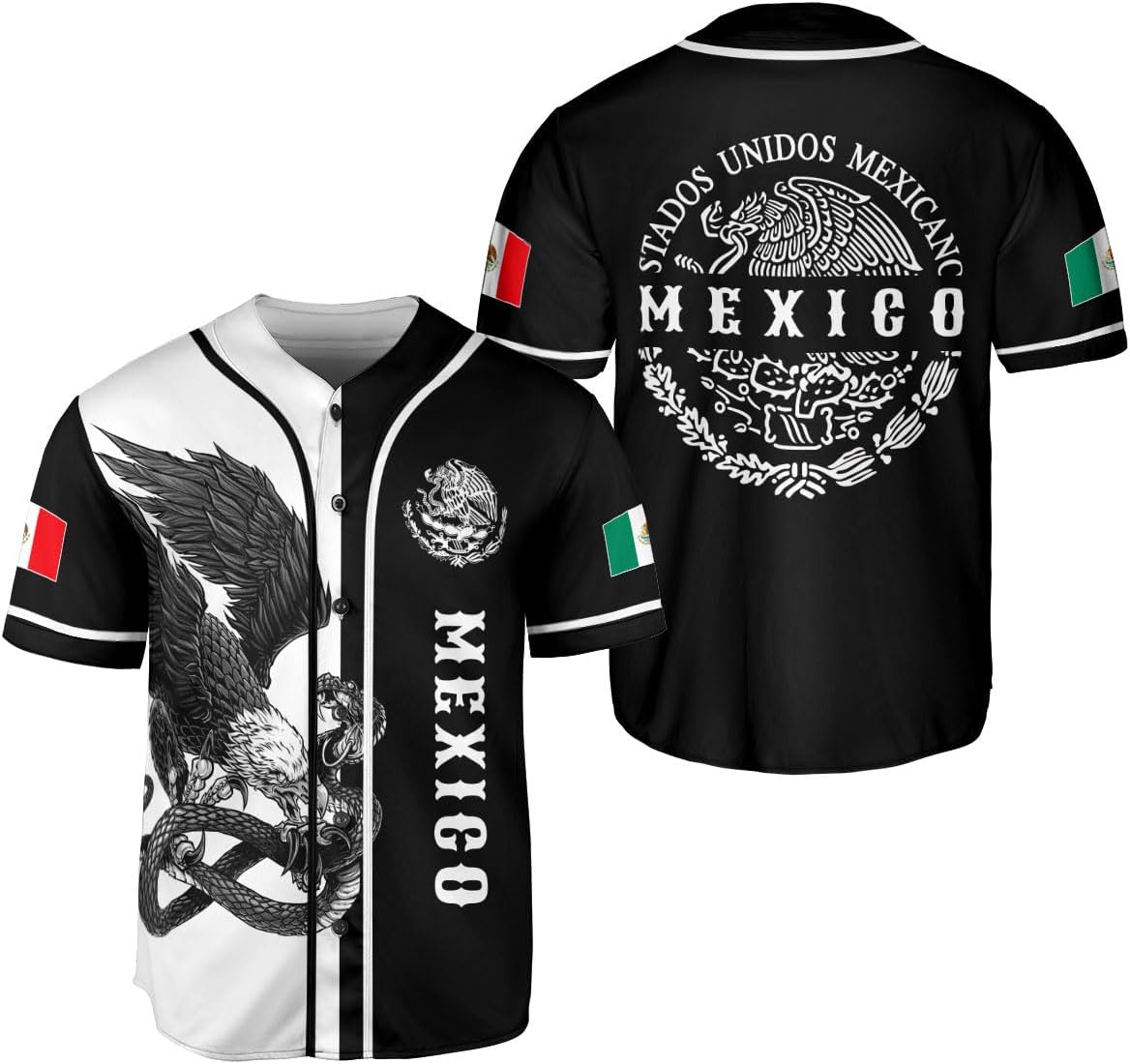 Maillot de baseball mexicain, maillot drapeau du Mexique pour homme et femme, aigle mexicain unisexe chemise cadeaux de sport