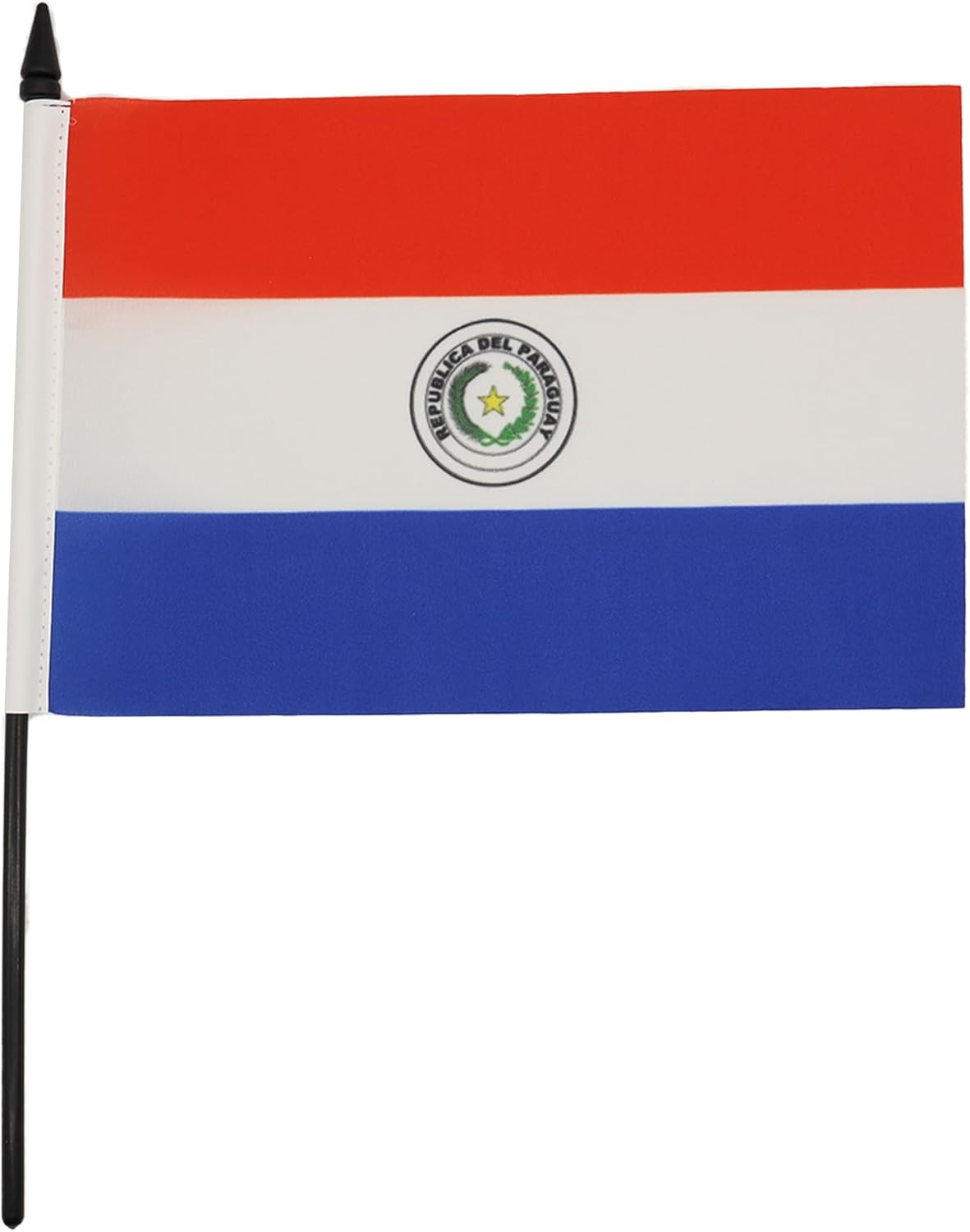 AZ FLAG - Drapeau De Table Paraguay 21x14 cm - Petit Drapeau Paraguayen De Bureau 100% Polyester Avec Hampe De 25cm Et Socle En Plastique Noir - Image 2