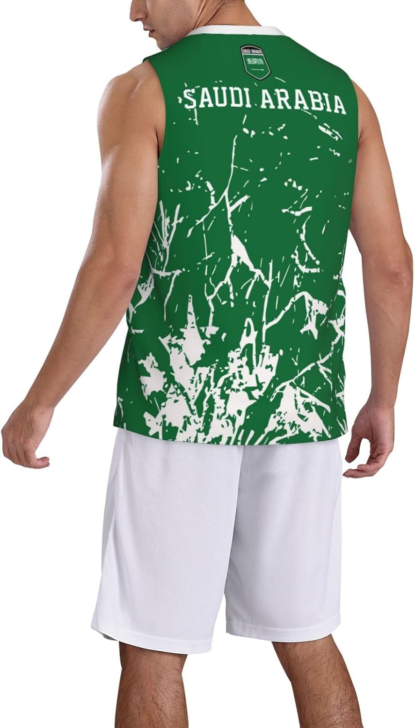 Maillot de basket-ball grain drapeau de l'Arabie Saoudite Team Up Sports 3D Full Print Design Maillots - Image 2