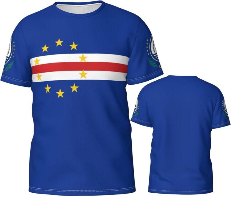 T-Shirt Patriotique capverdien pour Homme, imprimé en 3D, avec Drapeau du Cap-Vert. Maillot de Sport/Football.