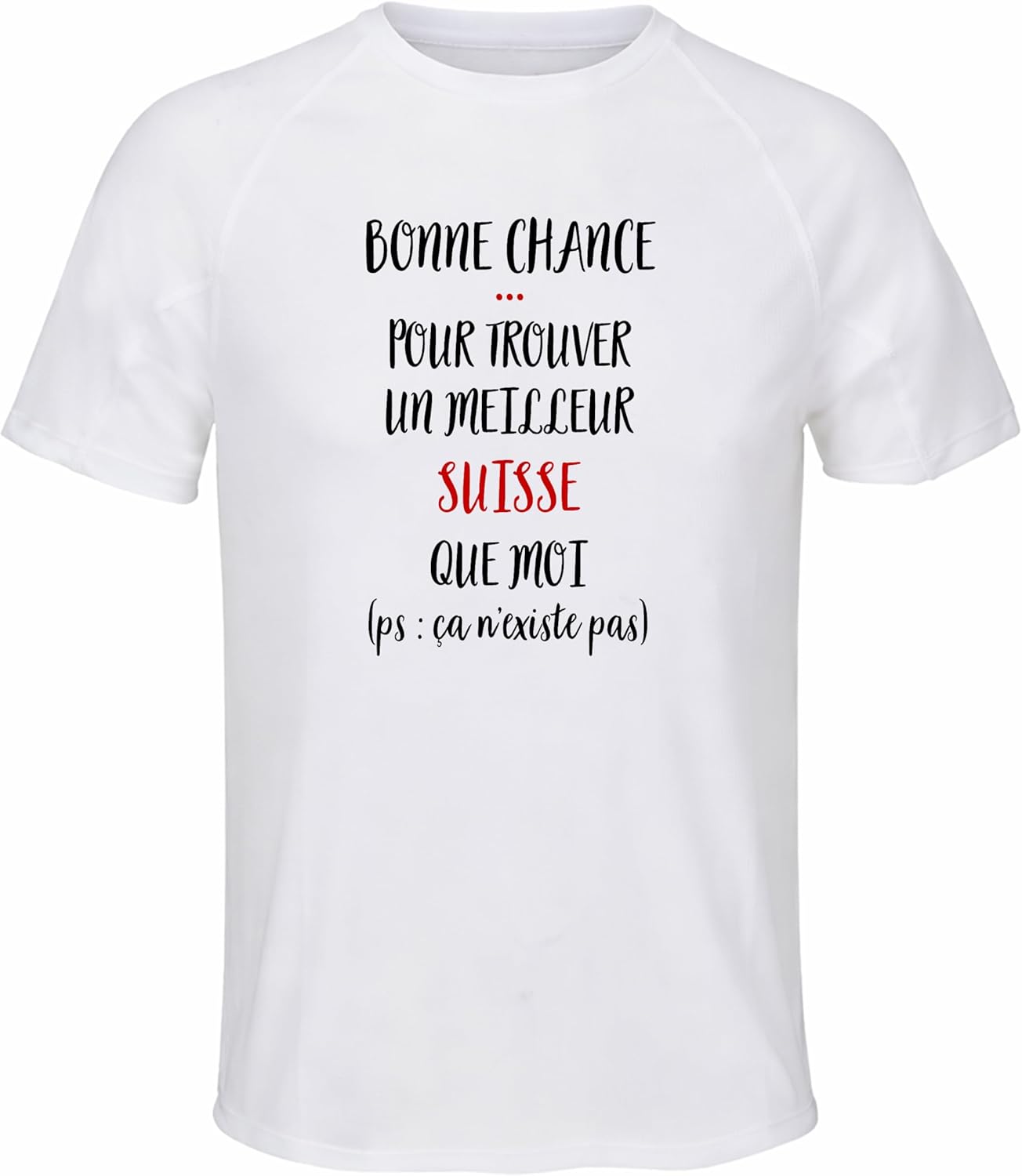 Planetee Maillot de Sport Homme Suisse Ca n'existe Pas Homme - T-Shirt Respirant Polyester Manches Courtes - Cadeau Sportif Anniversaire Noël Fête des Pères