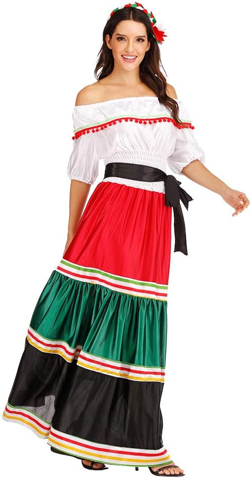 EraSpooky Costume Senorita Femme Mexicaine Déguisement Costume de Fête d'halloween Carnaval pour Adultes - Image 3