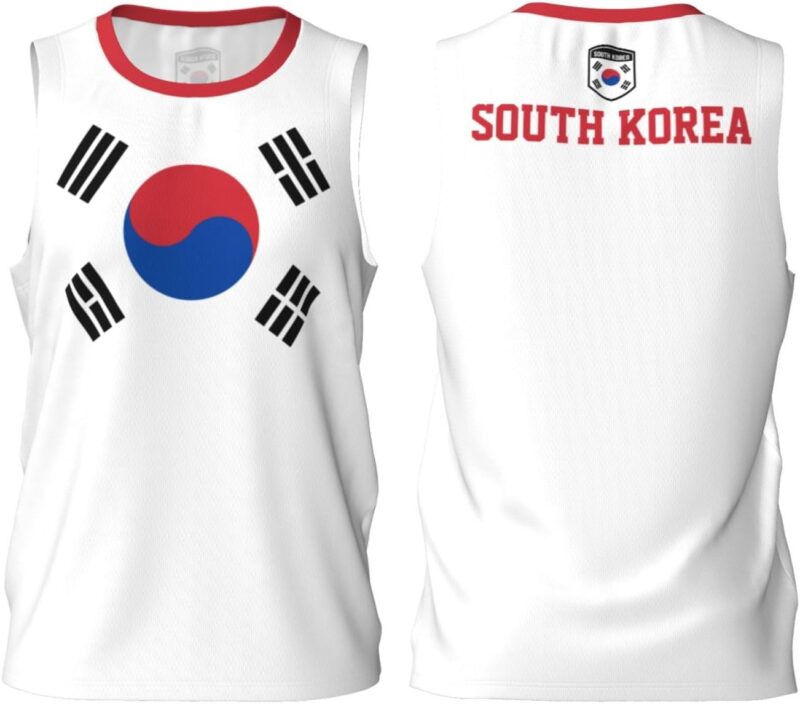 Maillot de Basket-Ball avec Drapeau de la Corée du Sud, Maillots de Sport pour Hommes, Course à Pied et Fitness