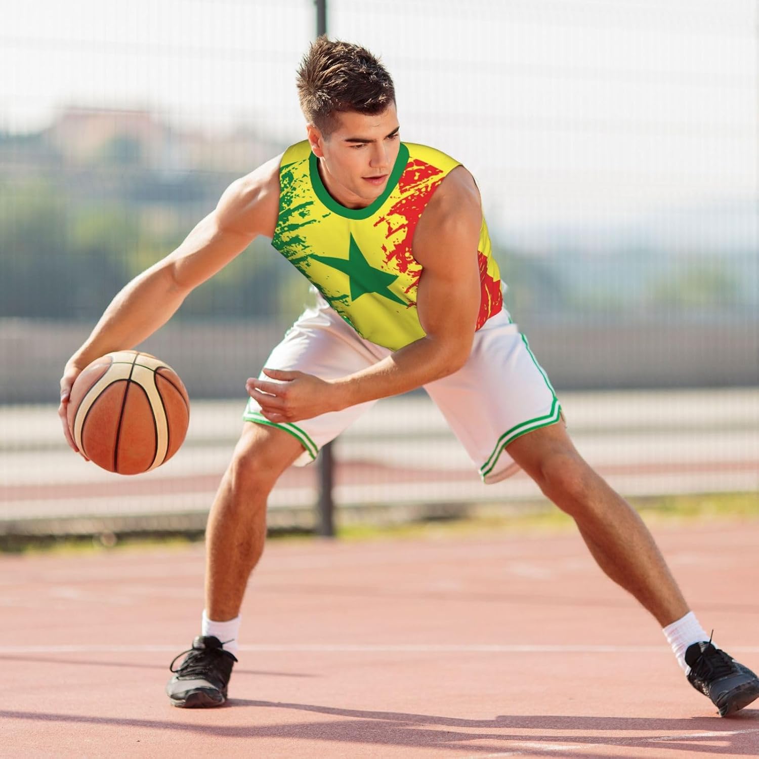 Maillot de basket-ball avec motif drapeau du Sénégal - Motif imprimé 3D - Image 3
