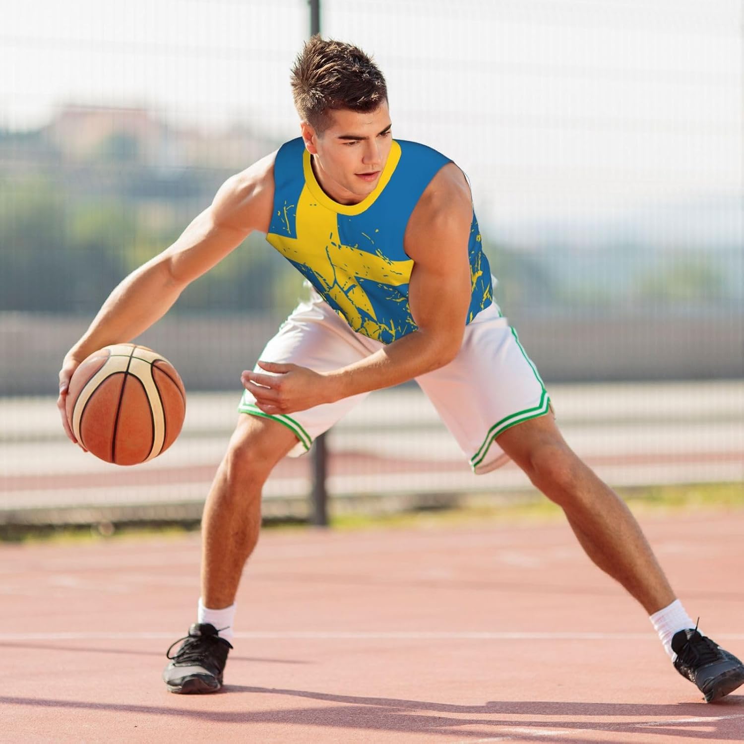 Maillot de basket-ball avec motif drapeau de la Suède - Impression complète 3D - Image 3