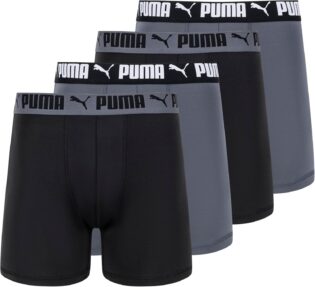 Puma 4 Pack Active Stretch Boxer Briefs Boxeur ajusté Homme (Lot de 4)
