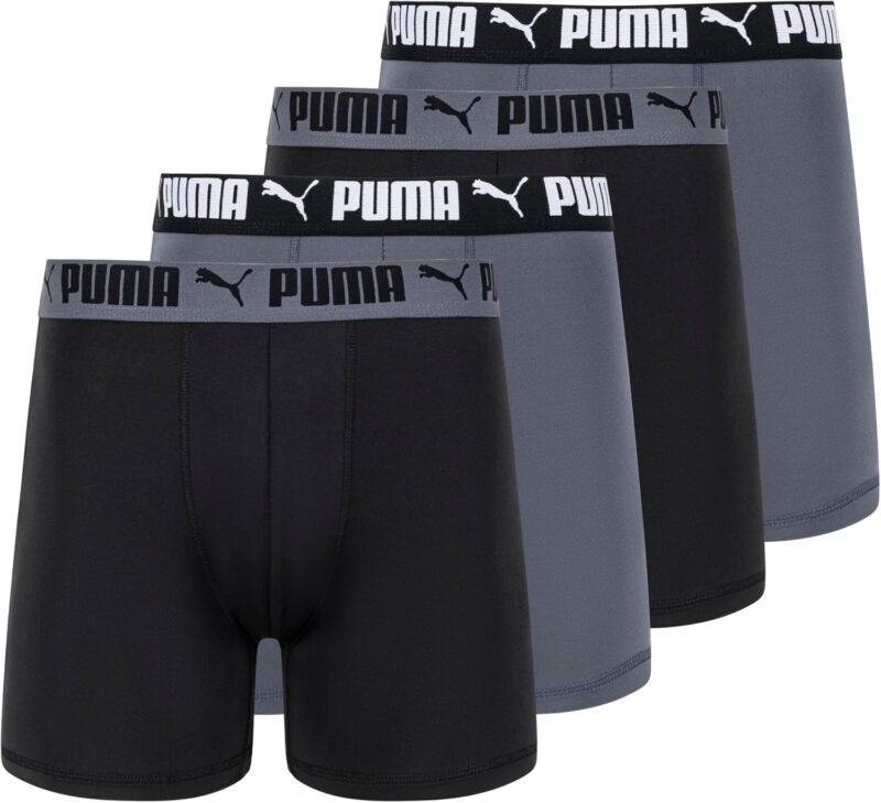 Puma 4 Pack Active Stretch Boxer Briefs Boxeur ajusté Homme (Lot de 4)