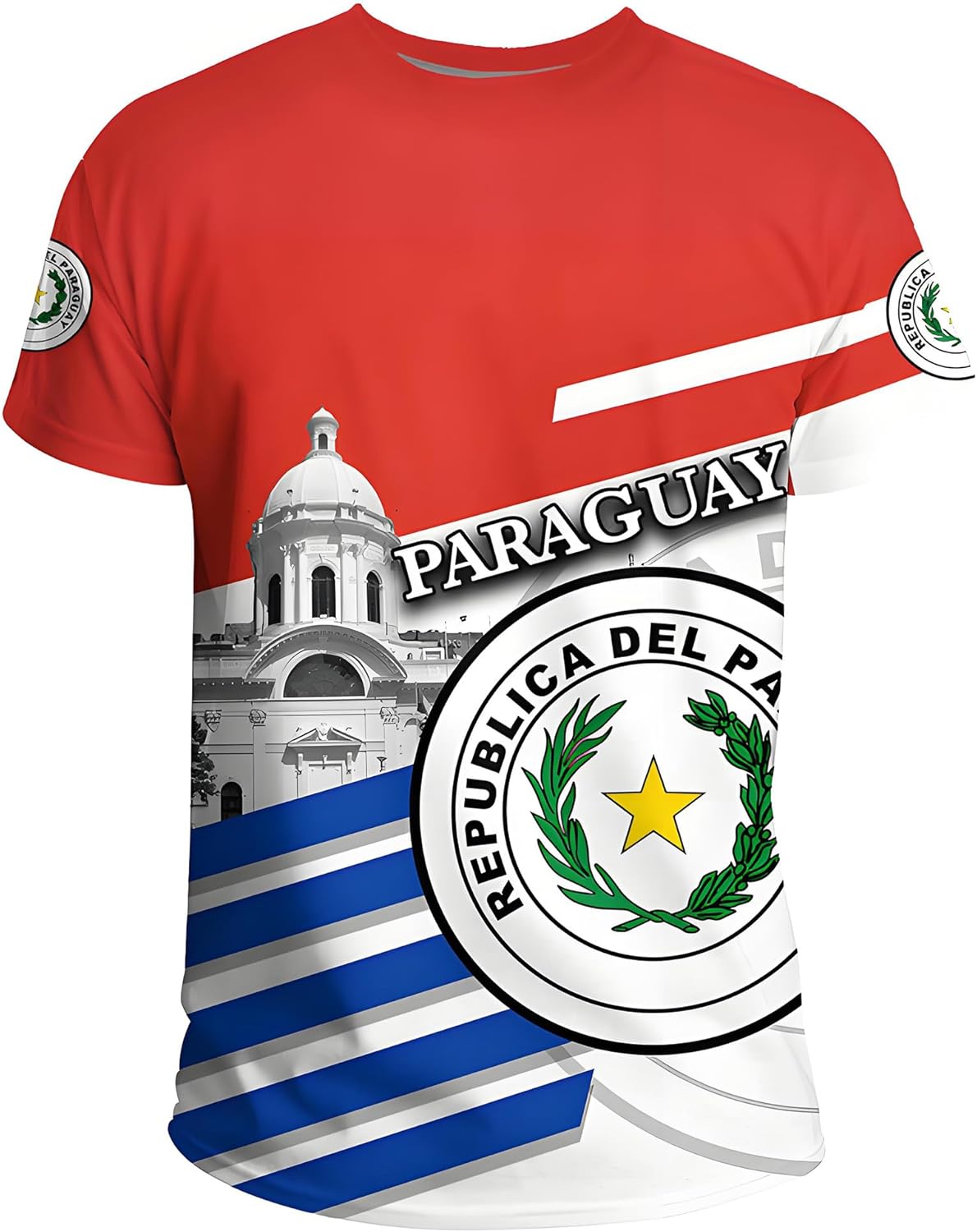 T-shirt de fan de football Paraguay 2026 - Motif drapeau national - Impression 3D - Sport décontracté - Séchage rapide - Respirant - Pour homme, femme et enfant