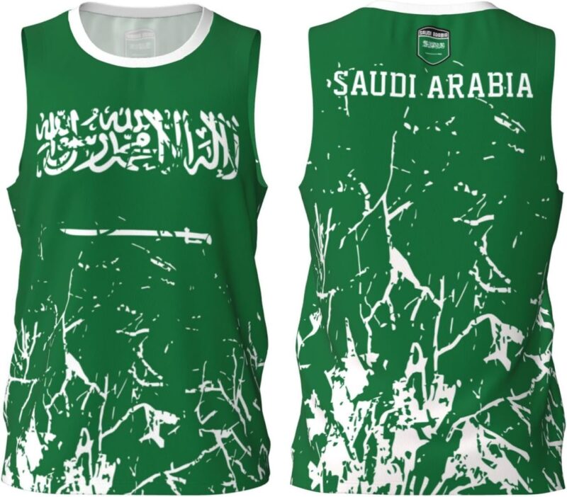 Maillot de basket-ball grain drapeau de l'Arabie Saoudite Team Up Sports 3D Full Print Design Maillots