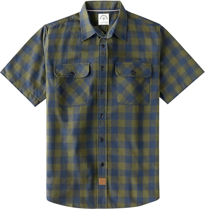 Dubinik® Chemise Homme Manches Courtes Carreaux Manche Courte Décontractée en Coton avec Poche Western Regular Fit