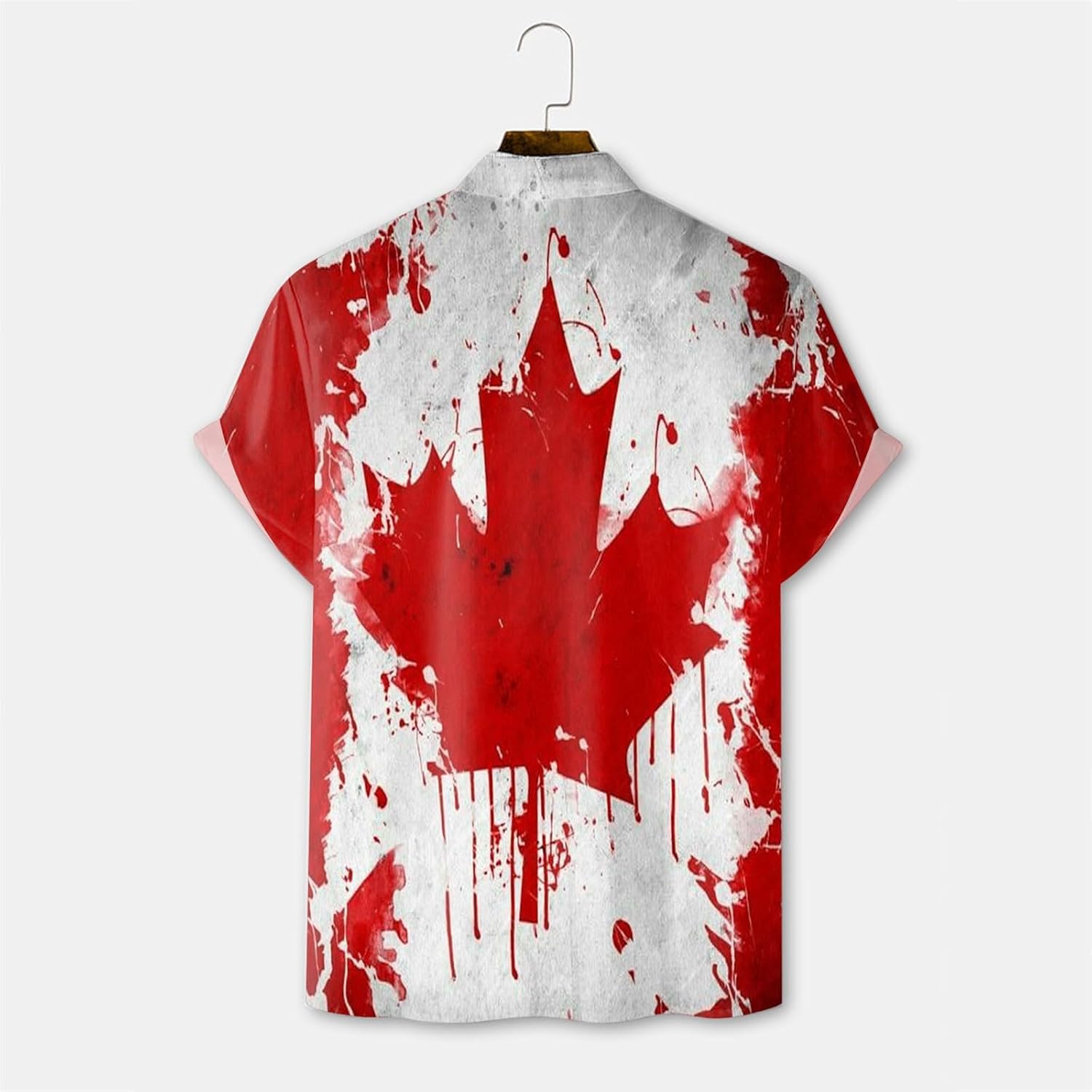 Generisch Hommes Chemises à Boutons Pression Hommes Mode Été Décontractée Plage Mer Impression Numérique 3D Bouton Manches Courtes Canada Maillot de corps Homme pour Chemises - Image 2