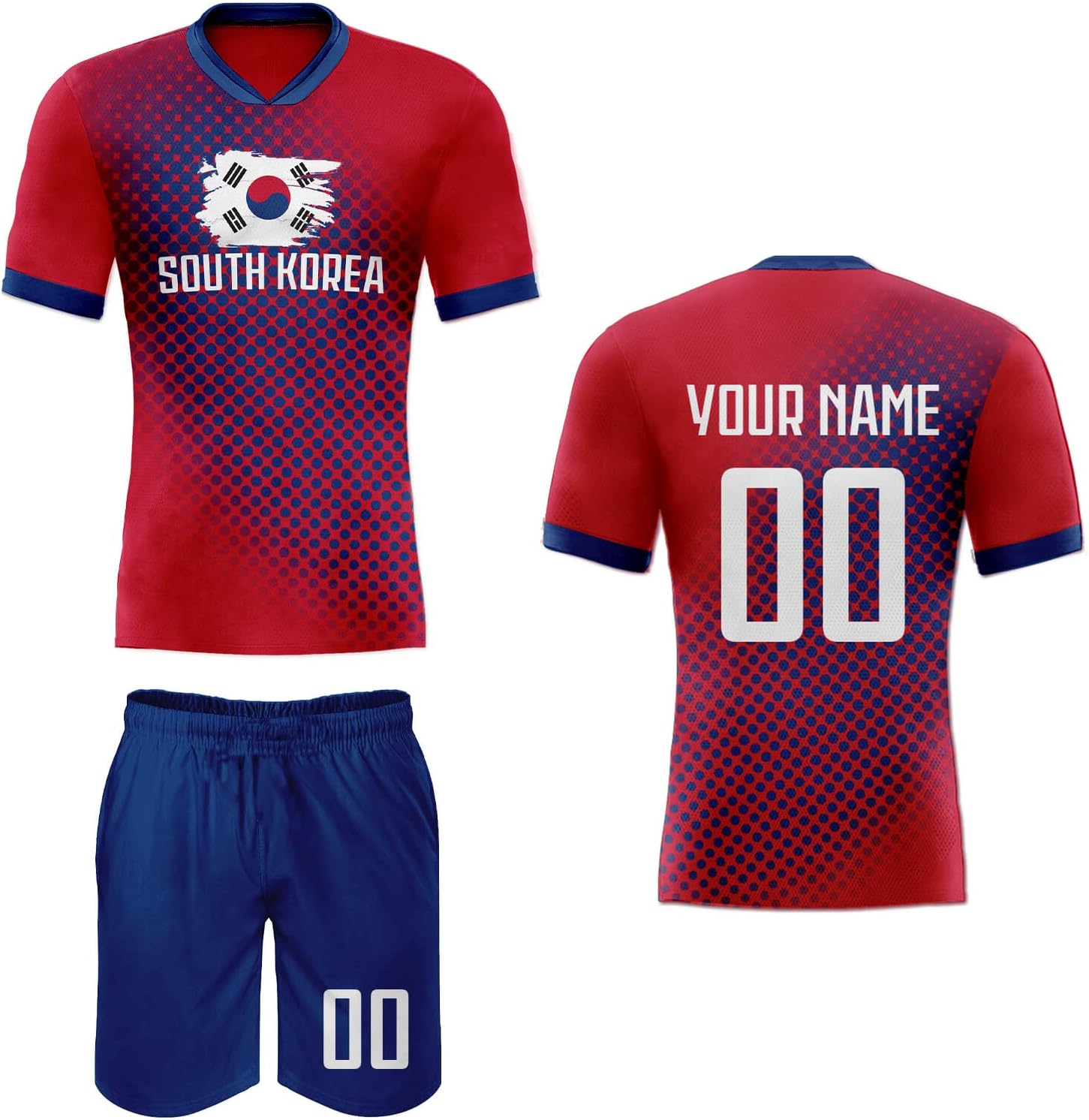 Ensemble maillot de football pour hommes, femmes, adolescents, enfants - Nom et numéro personnalisés - T-shirt de football - Cadeau pour les fans d'équipe nationale