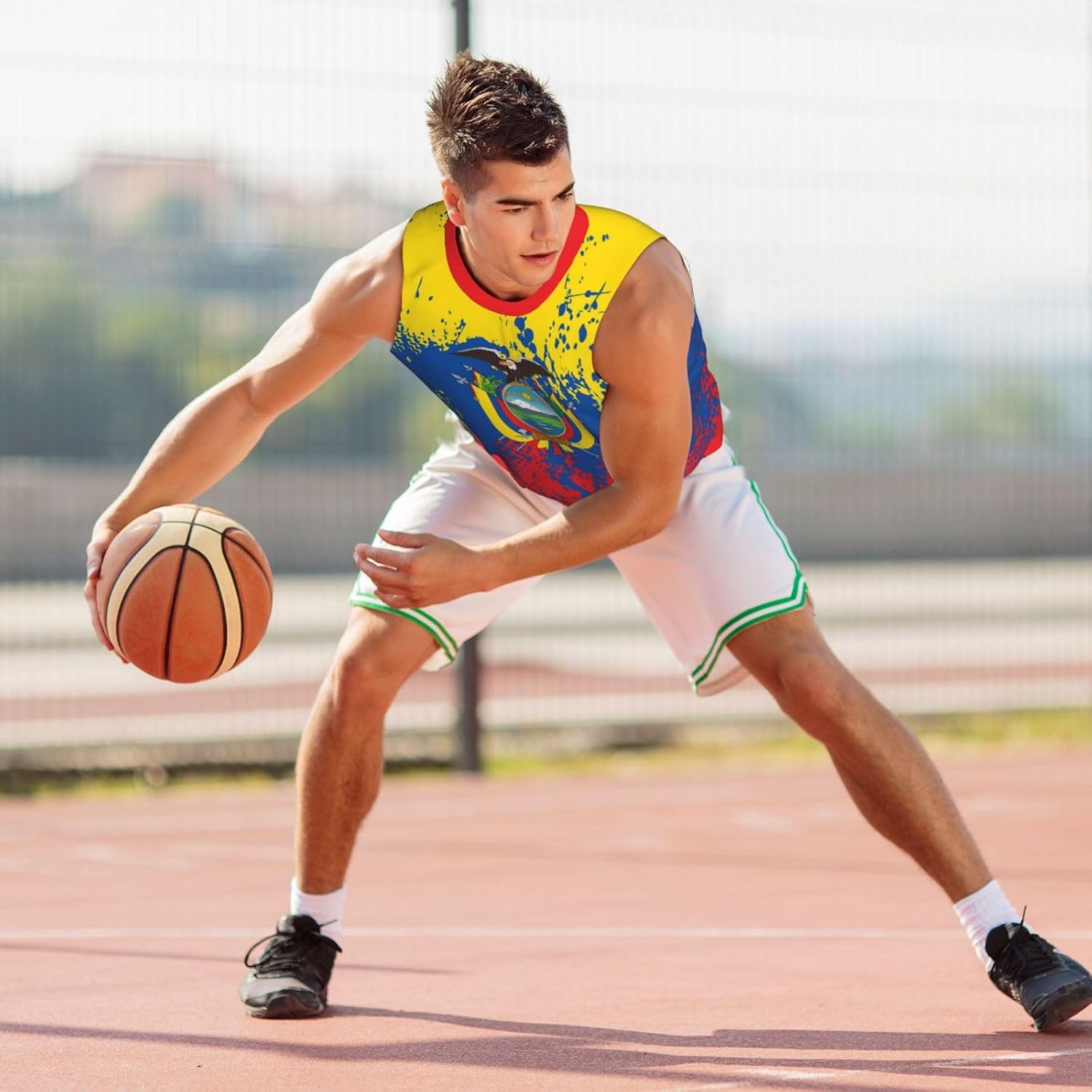 Maillot de basket-ball avec motif drapeau de l'Équateur - Maillot de basketball - Impression 3D complète - Image 3