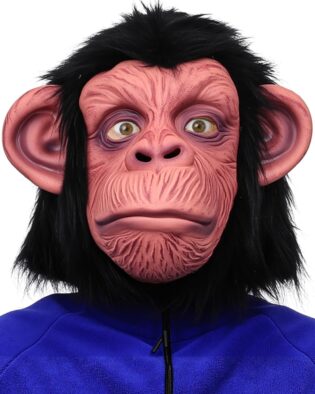 71Gi3nfnnML._AC_SL1500_.jpg Masque de singe – Costume d'animal amusant et réaliste en latex pour Halloween, carnaval, cosplay et fêtes d'animaux (respirant, taille unique)