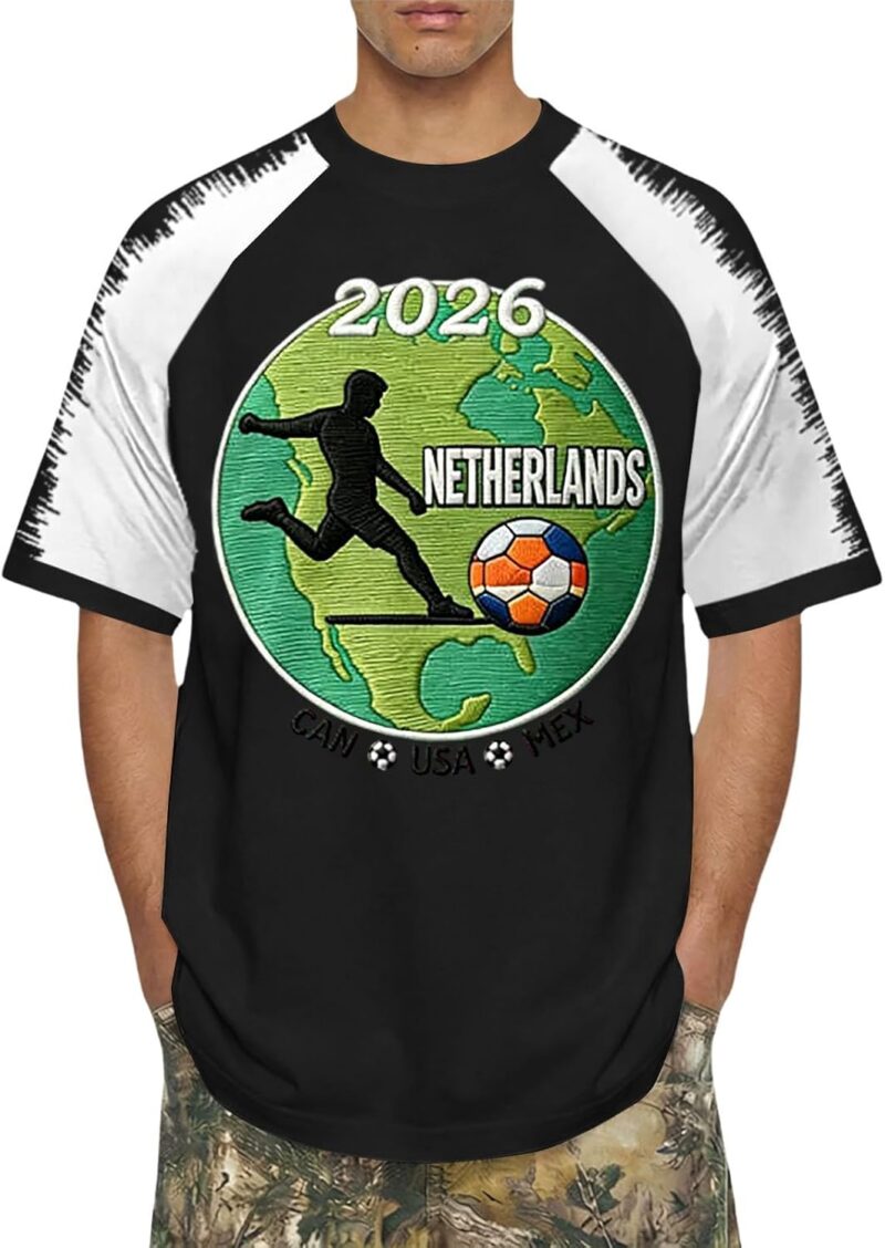 Générique Maillot De Foot Homme Pays-Bas Supporter Saison 2026 T-Shirt De Football Tee Shirt De Sport Coupe Raglan avec Imprimé pour Match De Football événement Sportif Polos De Golf Loisirs