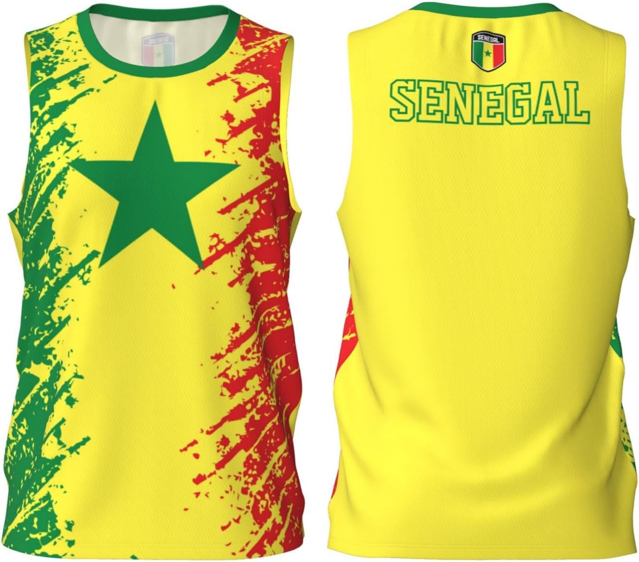 Maillot de basket-ball avec motif drapeau du Sénégal - Motif imprimé 3D