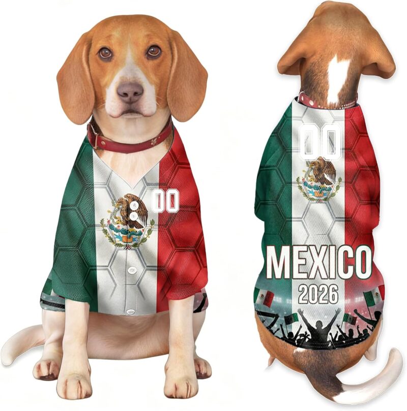 T Shirt Chien Personnalisé, Coupe du Monde 2026 Jersey Chien – Maillot Drapeau Pays, Tissu Mesh Léger Respirant – Cadeau, pour Fan Foot Propriétaire