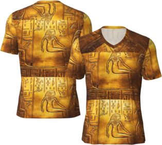 Maillot de football à col en V imprimé hiéroglyphes égyptiens pour hommes, t-shirt de football en maille, t-shirt de sport d'entraînement