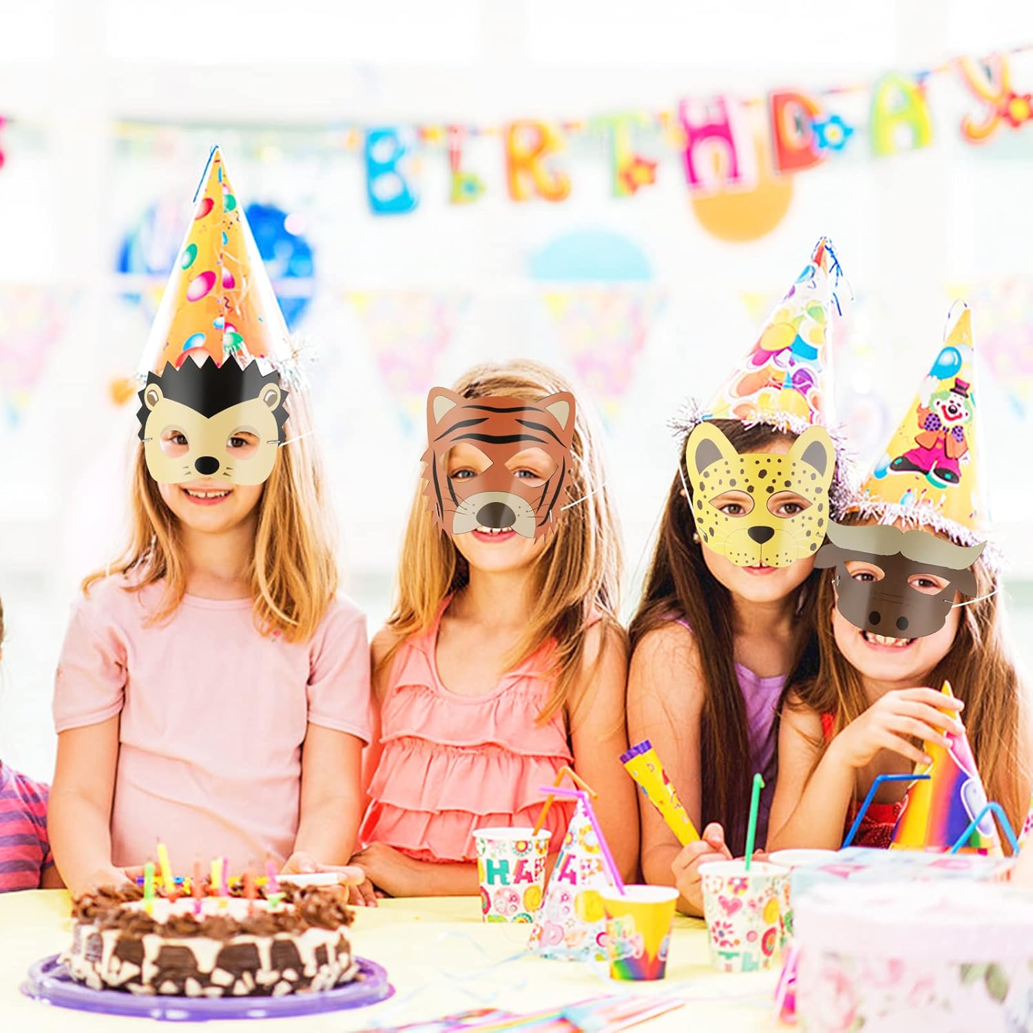 Abeillo 15 pièces masques d'animaux accessoires de fête animaux sauvages jungle safari accessoires de fête d'anniversaire costumes d'animaux fournitures de fête et décorations - Image 3