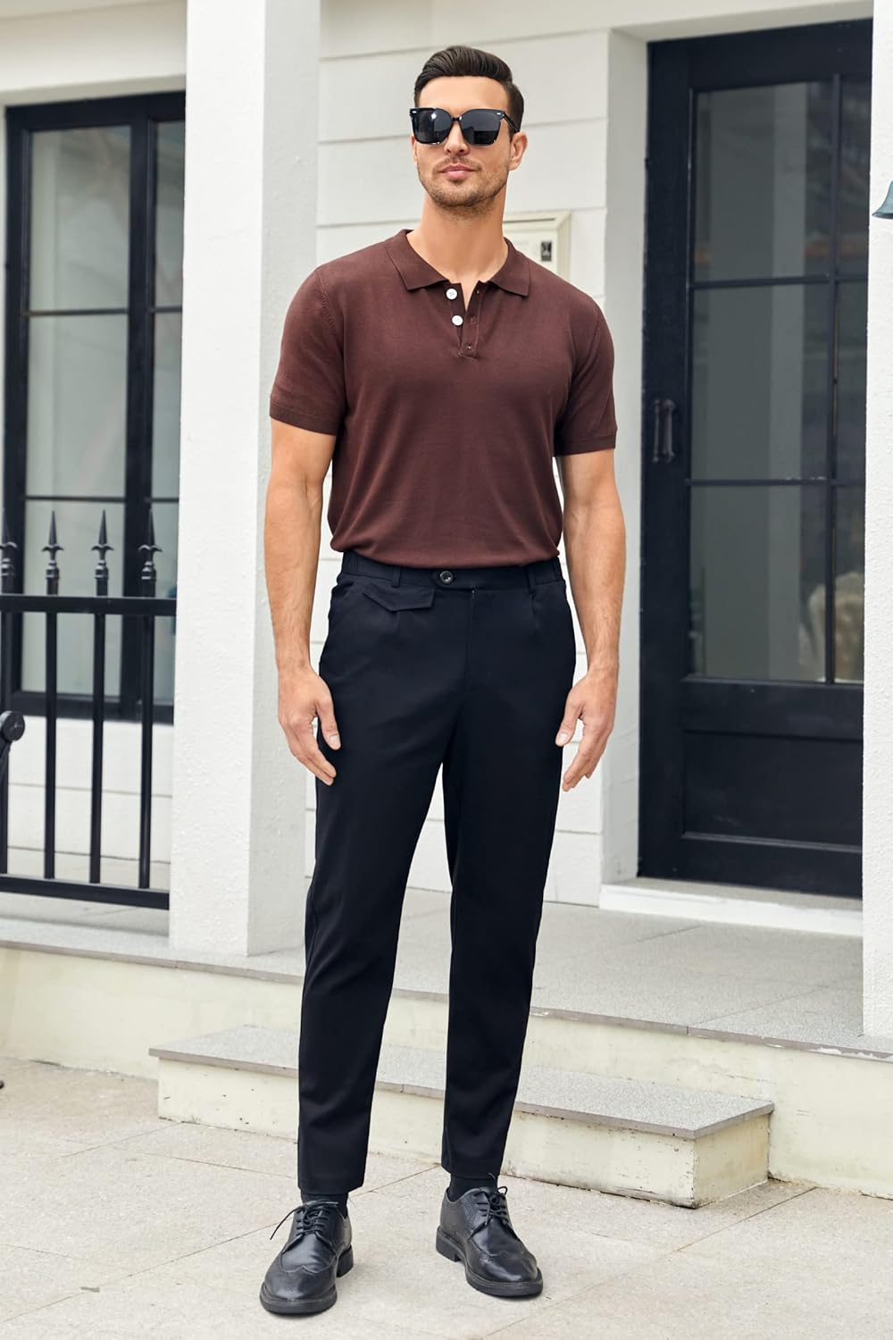 Pantalon chino en coton pour homme - Coupe ajustée - Décontracté - Stretch - Pantalon à enfiler - Image 3