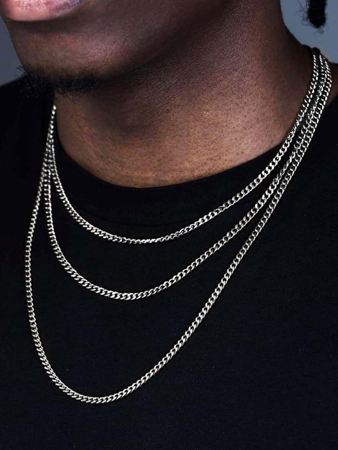 Suplight Argent 925 Sterling Chaine pour Homme, Largeur 3MM/5MM - Taille 36-71cm, Chaîne Collier Maille Cubaine Pendentif pour père argent - Image 2