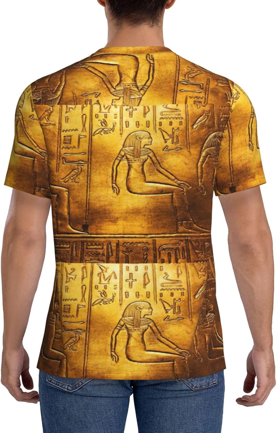 Maillot de football à col en V imprimé hiéroglyphes égyptiens pour hommes, t-shirt de football en maille, t-shirt de sport d'entraînement - Image 3