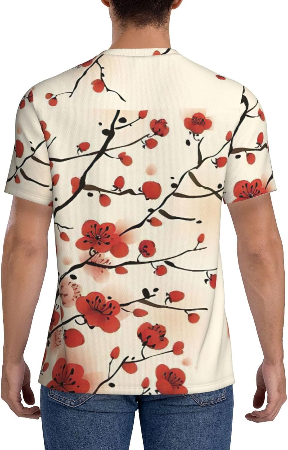 Maillot de football japonais à imprimé floral prune printanière pour homme, taille inclusive, maillot de football pour hommes pour jeux et cadeaux - Image 4