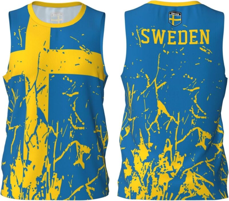 Maillot de basket-ball avec motif drapeau de la Suède - Impression complète 3D
