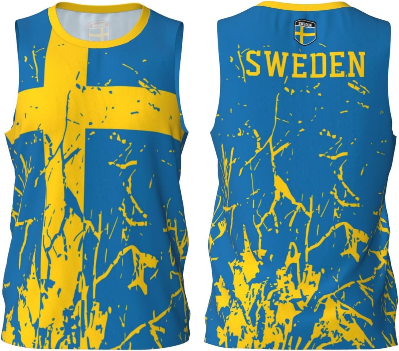 Maillot de basket-ball avec motif drapeau de la Suède - Impression complète 3D