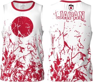 Maillot de basket-ball avec motif drapeau du Japon - Impression complète 3D