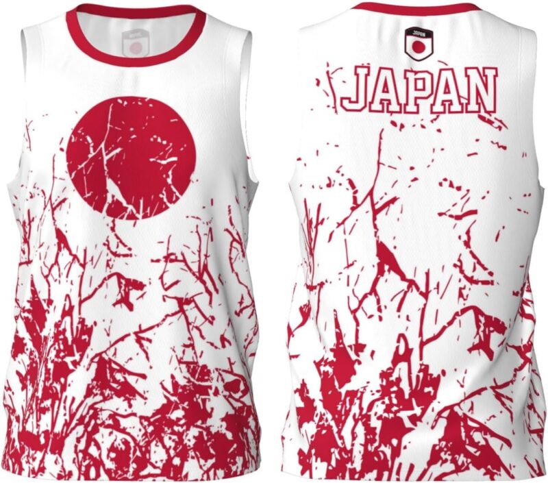 Maillot de basket-ball avec motif drapeau du Japon - Impression complète 3D