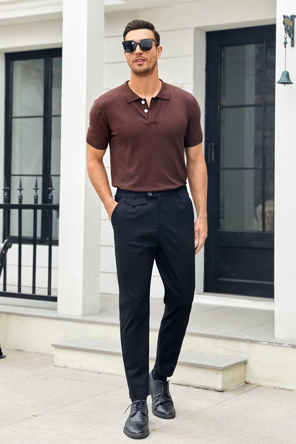 Pantalon chino en coton pour homme - Coupe ajustée - Décontracté - Stretch - Pantalon à enfiler - Image 2