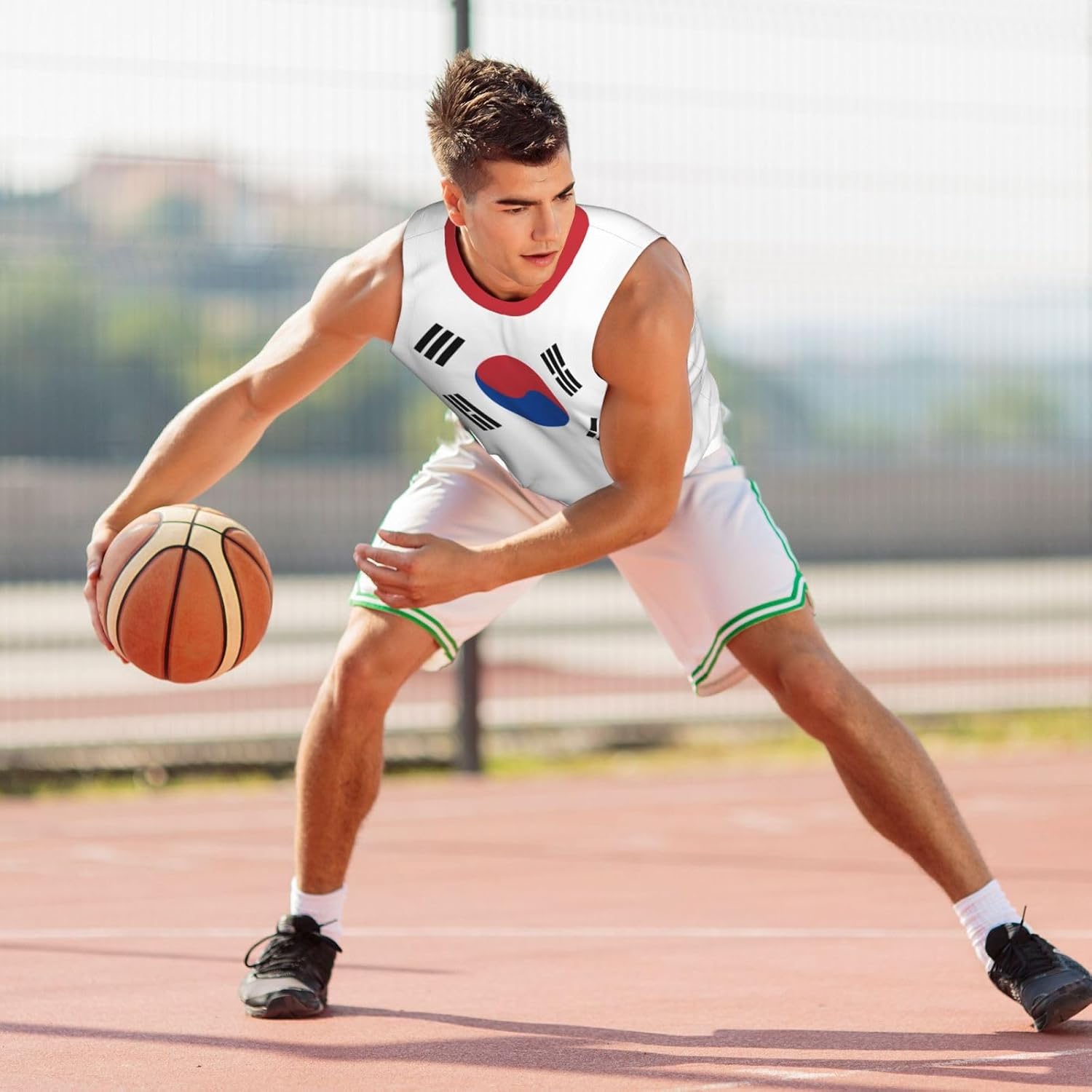 Maillot de Basket-Ball avec Drapeau de la Corée du Sud, Maillots de Sport pour Hommes, Course à Pied et Fitness - Image 3