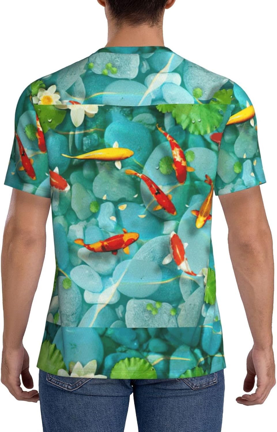 Maillot de football japonais à col en V pour homme avec imprimé de jolis carpes koï - Image 4
