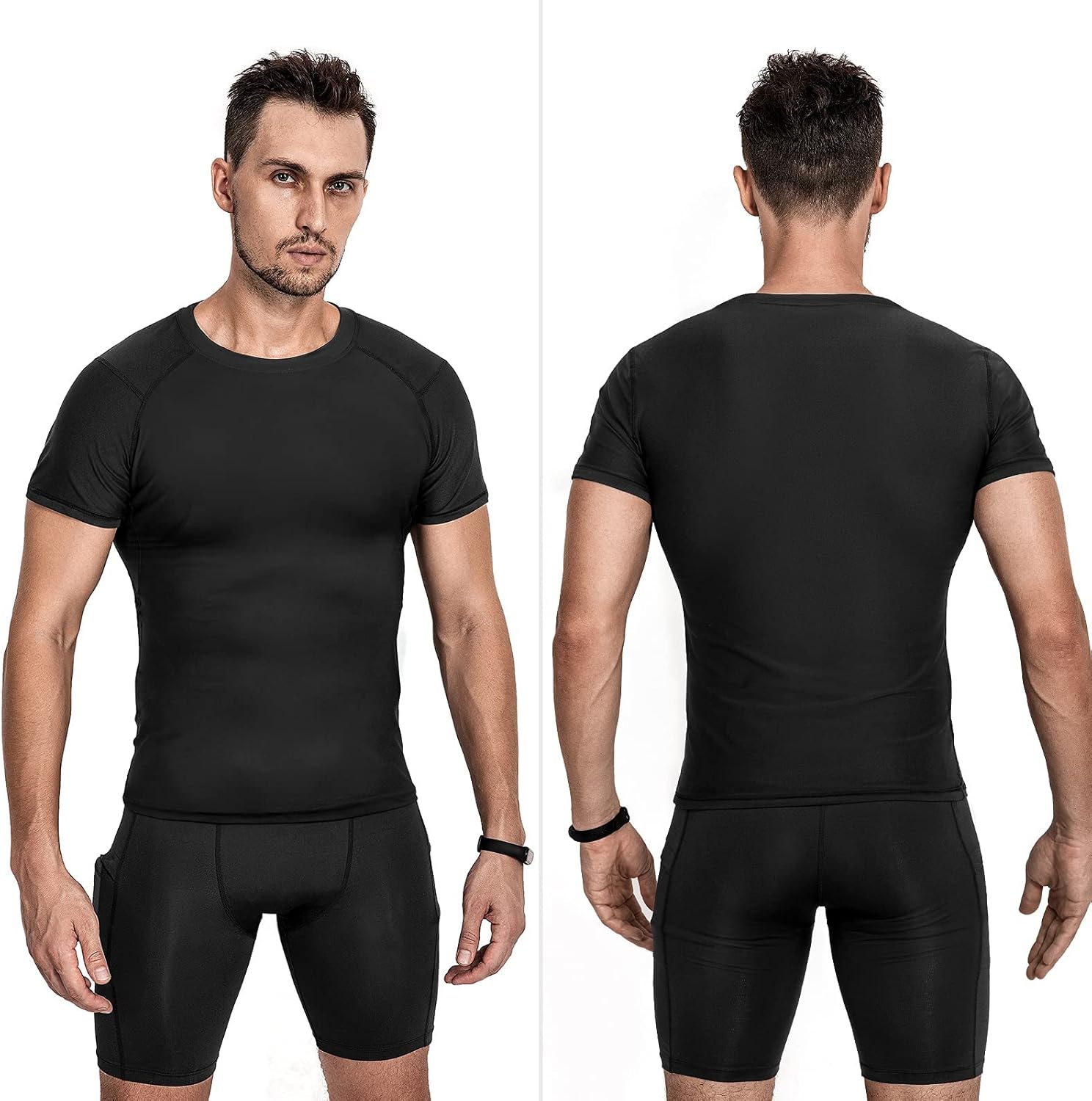 Niksa 3 Pack Tee Shirt Compression Homme Manches Courtes Tshirt Running Homme Vetement de Fitness Gym Compression Maillot T-Shirt Baselayer pour Sports Jogging Musculation Gym - Image 2