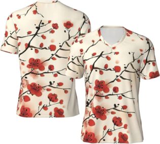 Maillot de football japonais à imprimé floral prune printanière pour homme, taille inclusive, maillot de football pour hommes pour jeux et cadeaux
