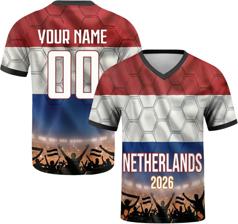 Personnalisation Coupe du Monde 2026 Maillot de Foot Enfant Adultes, Maillot Foot personnalisés pour avec nom & numéro, Confortable et Respirant, pour matchs et entraînements